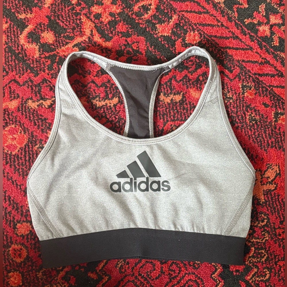 Light Gray Adidas Sports Bra with Mesh Racerback